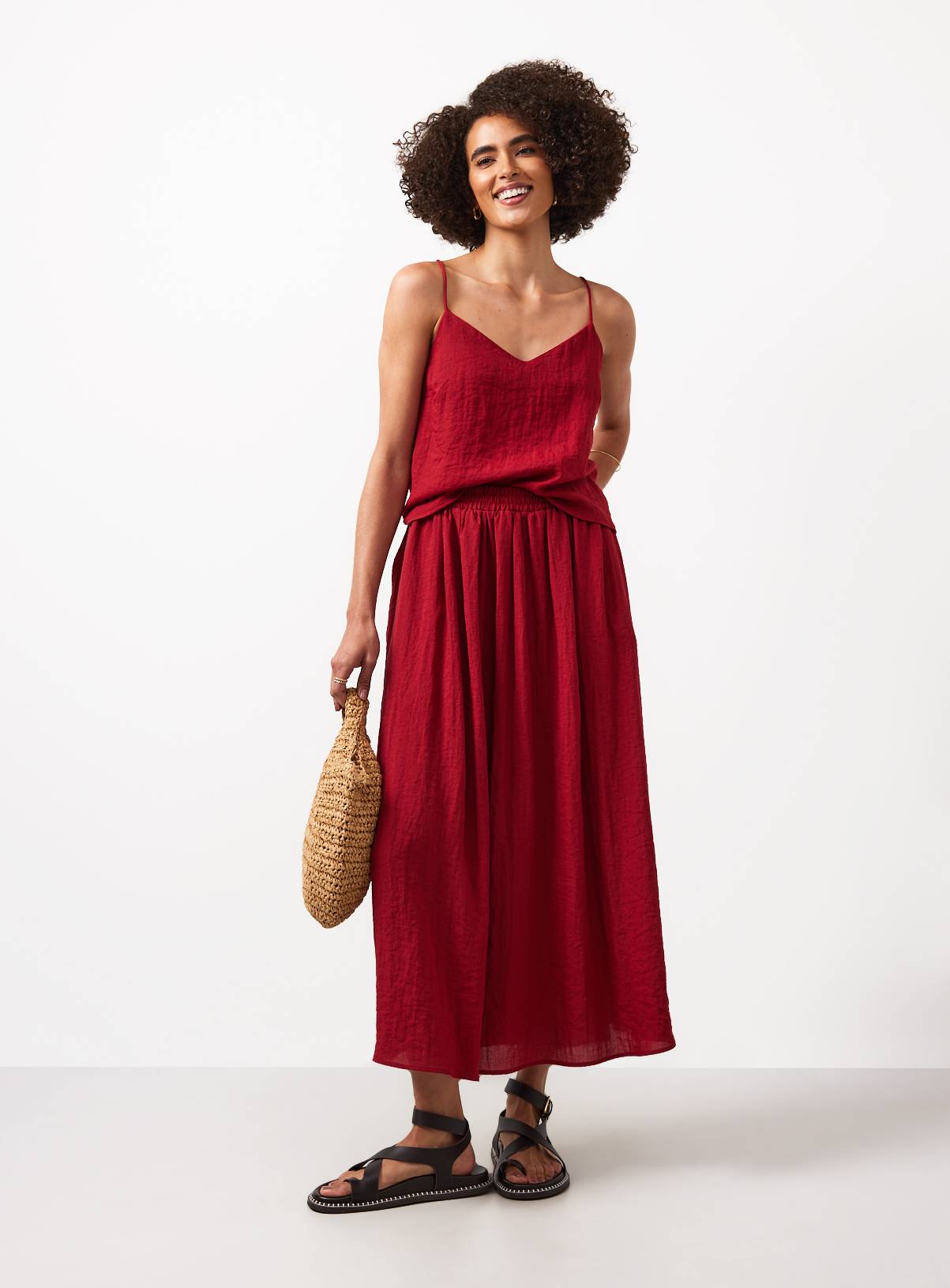 Dark Red Viscose Blend Midaxi Co-ord Skirt 8 - Image 2